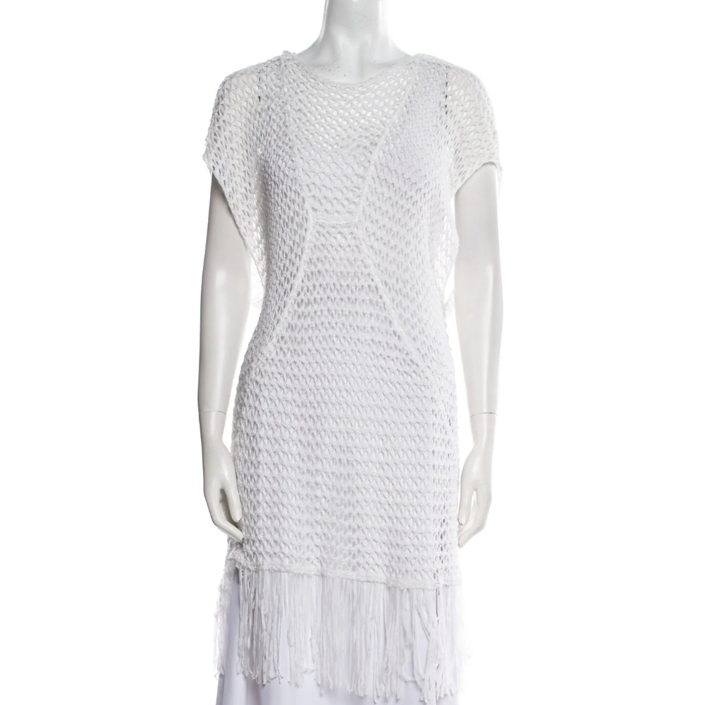 Mara Hoffman Swim White Crochet Fringe Beach Summer Boho Cover-Up